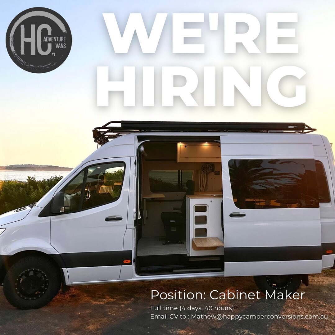 We&rsquo;re hiring! 
Happy Camper is looking for someone with a background in cabinet making to join our workshop team based in Mona Vale. 

DM for info or send your resume to mathew@happycamperconversions.com.au