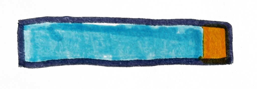 A hand-drawn blue progress bar with a yellow end.