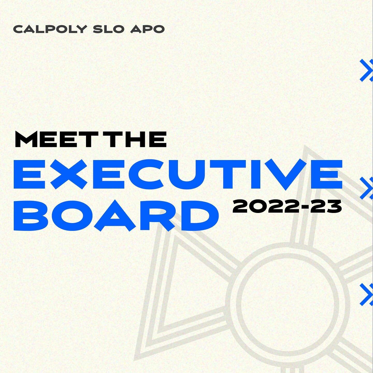✨Meet the Executive Board!✨

Take the time to be familiar with the members that are proud to serve their community in SLO and family in APO!

#apo #alphaphiomega #calpolyslo #calpoly