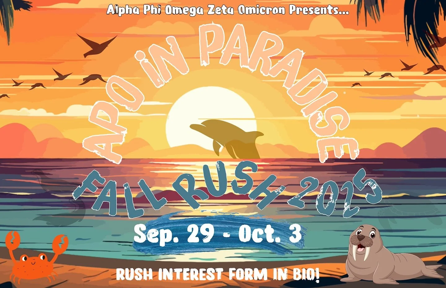 🌴☀️ Ready to sail away and dive into paradise? 🌊 Join us for our upcoming Fall Rush 2025 and an unforgettable adventure, where every day is filled with sunshine, leadership, friendship, and service! ✨ Don&rsquo;t let this island adventure drift awa