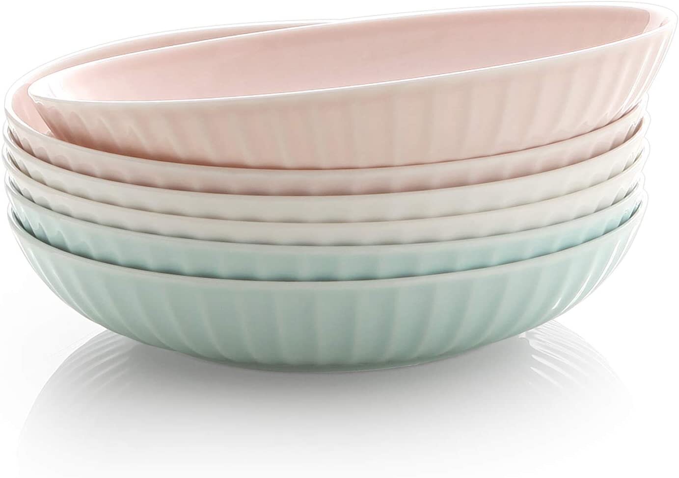 Pleats Porcelain Salad Pasta Bowls