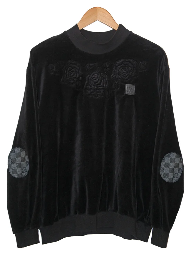 Louis Vuitton Velour Mock Turtleneck w/ Damier Elbow Size: M