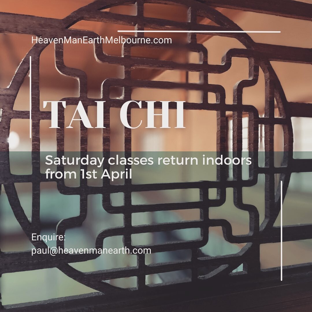 Saturday morning TaiChi class returns indoors from tomorrow 1st April

You&rsquo;ve hit the bags, drilled techniques and have taken some hard knocks. Now it's time to explore the deeper journey of martial arts

Group classes weekly in Fitzroy. Online