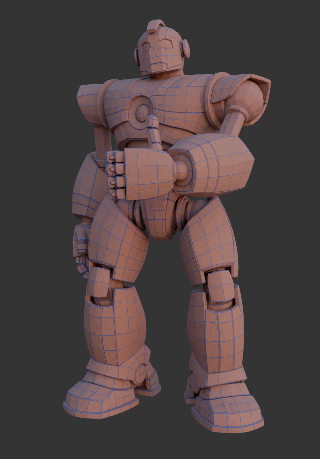 3D model of a humanoid robot with detailed armor and mechanical joints, shown in a neutral pose against a dark background.