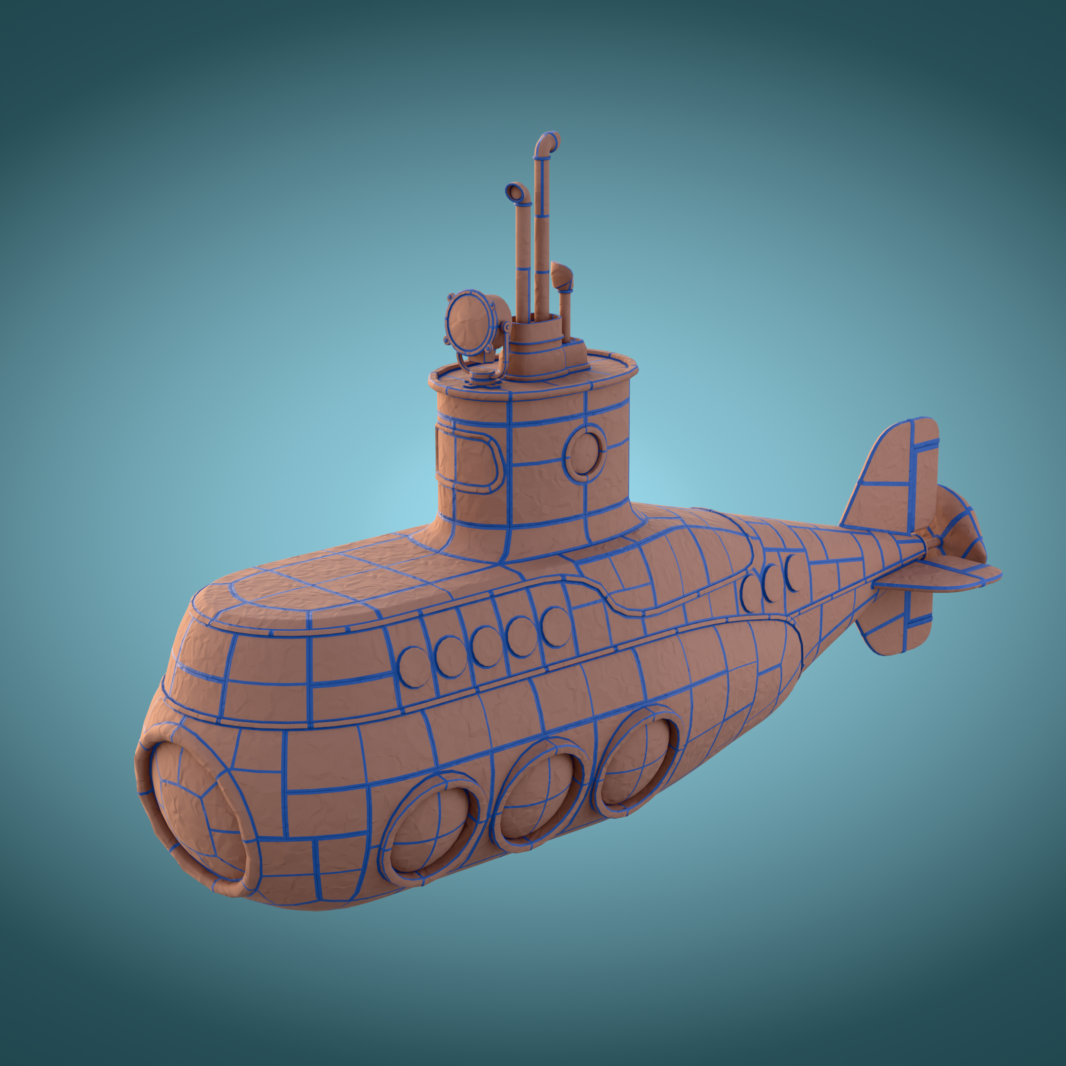 Submarine masking stage from the Submariner DLC, showing the paper and tape materials.