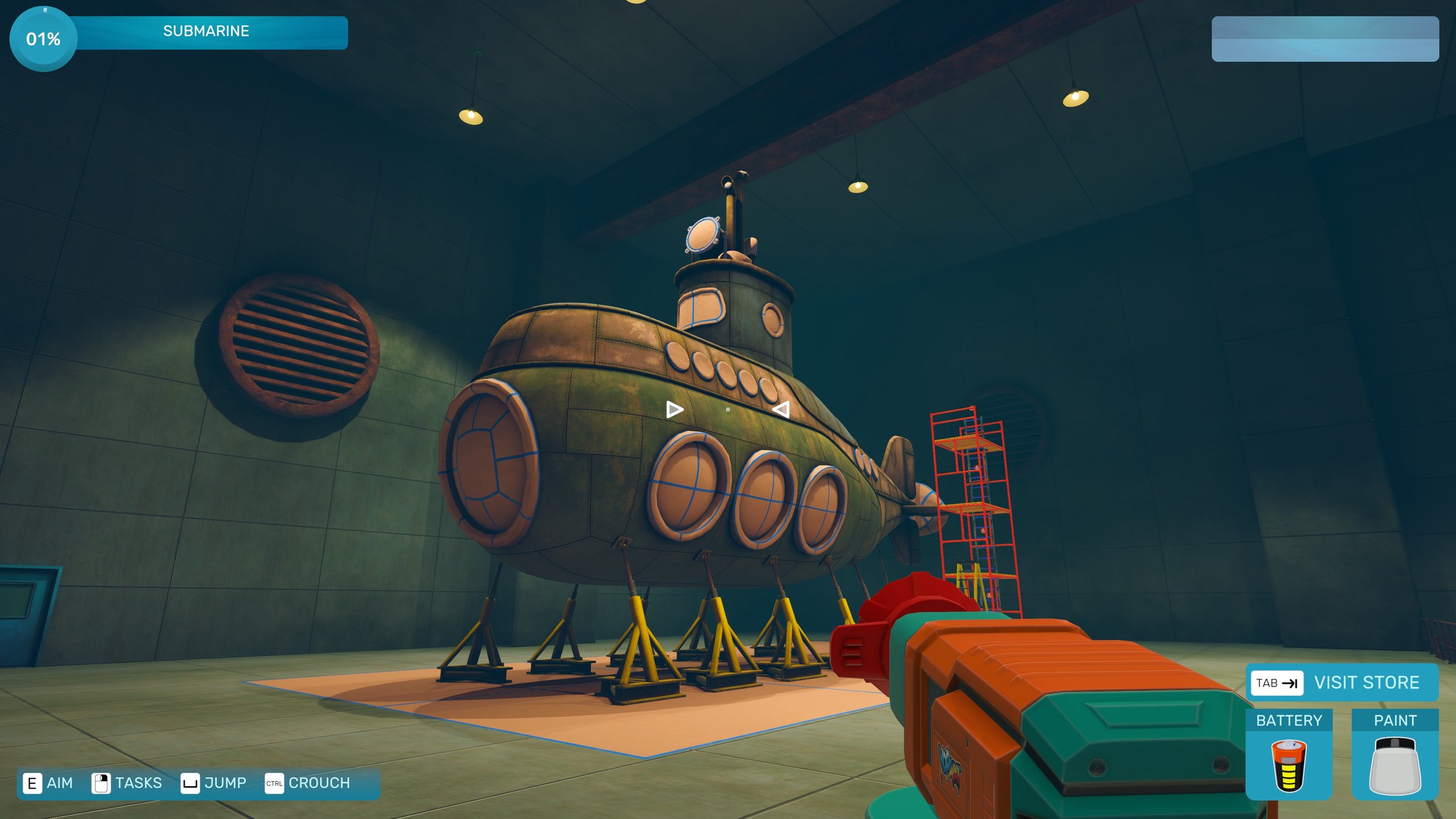 Submarine job in-game with the painting HUD, from the released Submariner DLC.