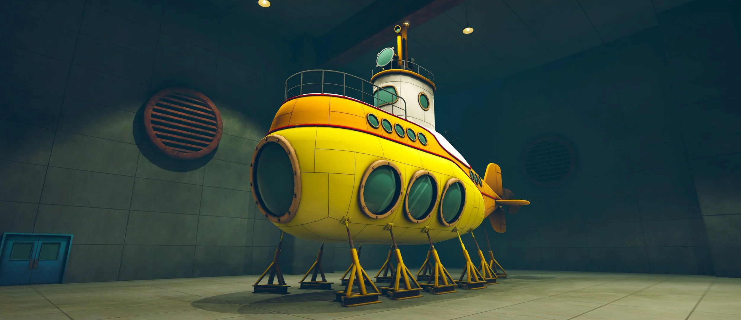 Submarine in the underground base environment from the Submariner DLC.