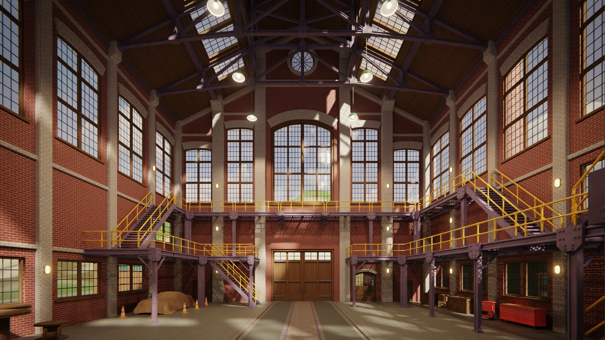 Old factory interior created for Spray Paint Simulator, built and optimised in Unity.