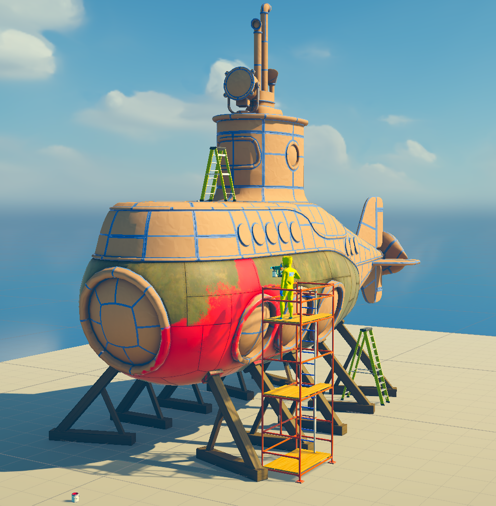 Early paint test of the submarine in Unity, before the environment was built.