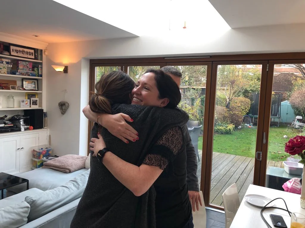 Myleene Klass, with Jo, mother of a young patient of London’s Air Ambulance