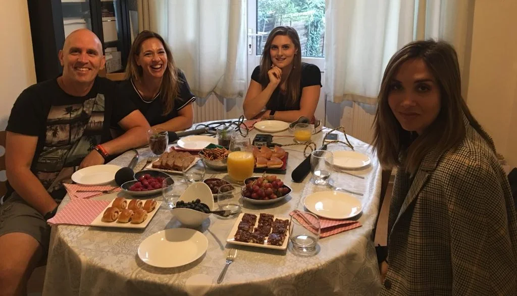 From left: patient Yair, his wife Yael, producer Anouszka Tate, presenter Myleene Klass
