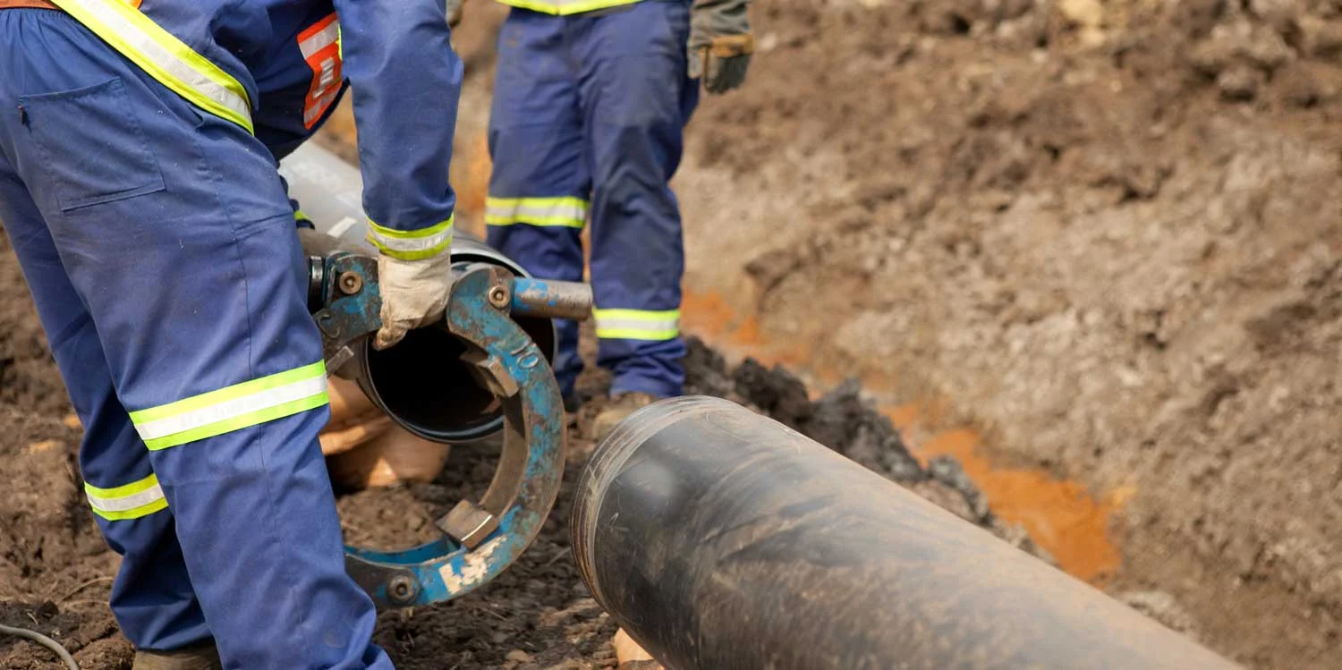 Pipes being connected