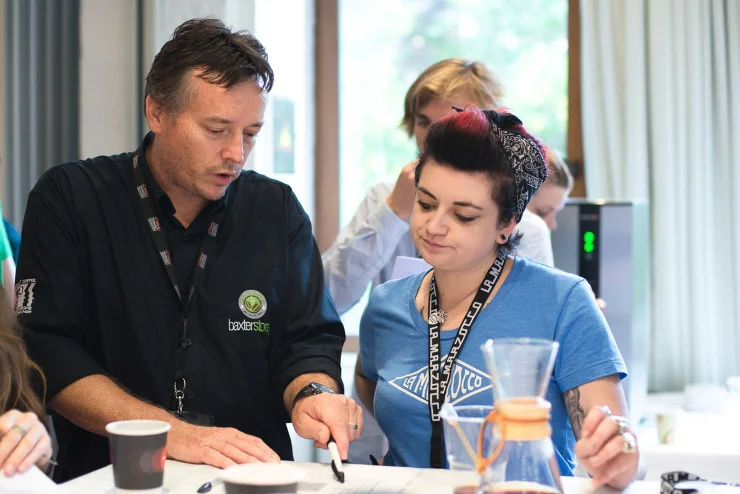 Tim with Estelle Bright at Barista Camp 2014. Photo by Giulia Mule