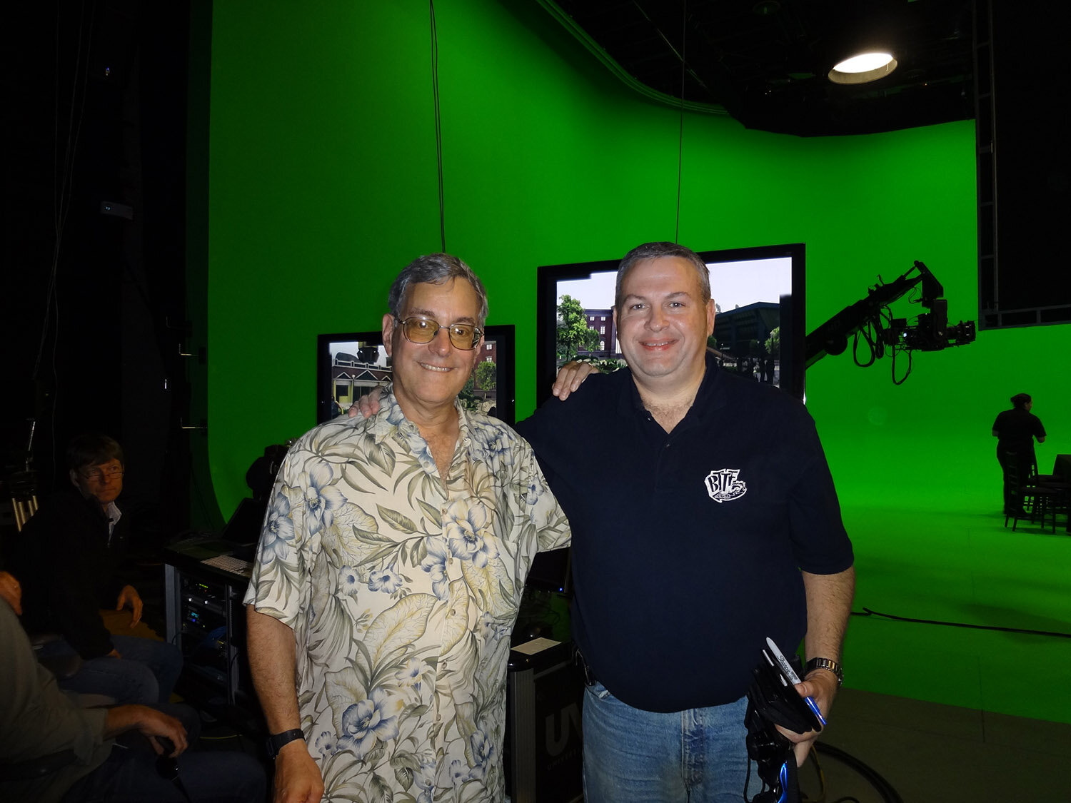  Bob Gale and Stephen Clark inside one of Universal Studios’ stages for the Nike Mag premiere September 8, 2011 (photo by Bob Gale, ©2011, Big Wind Productions) 