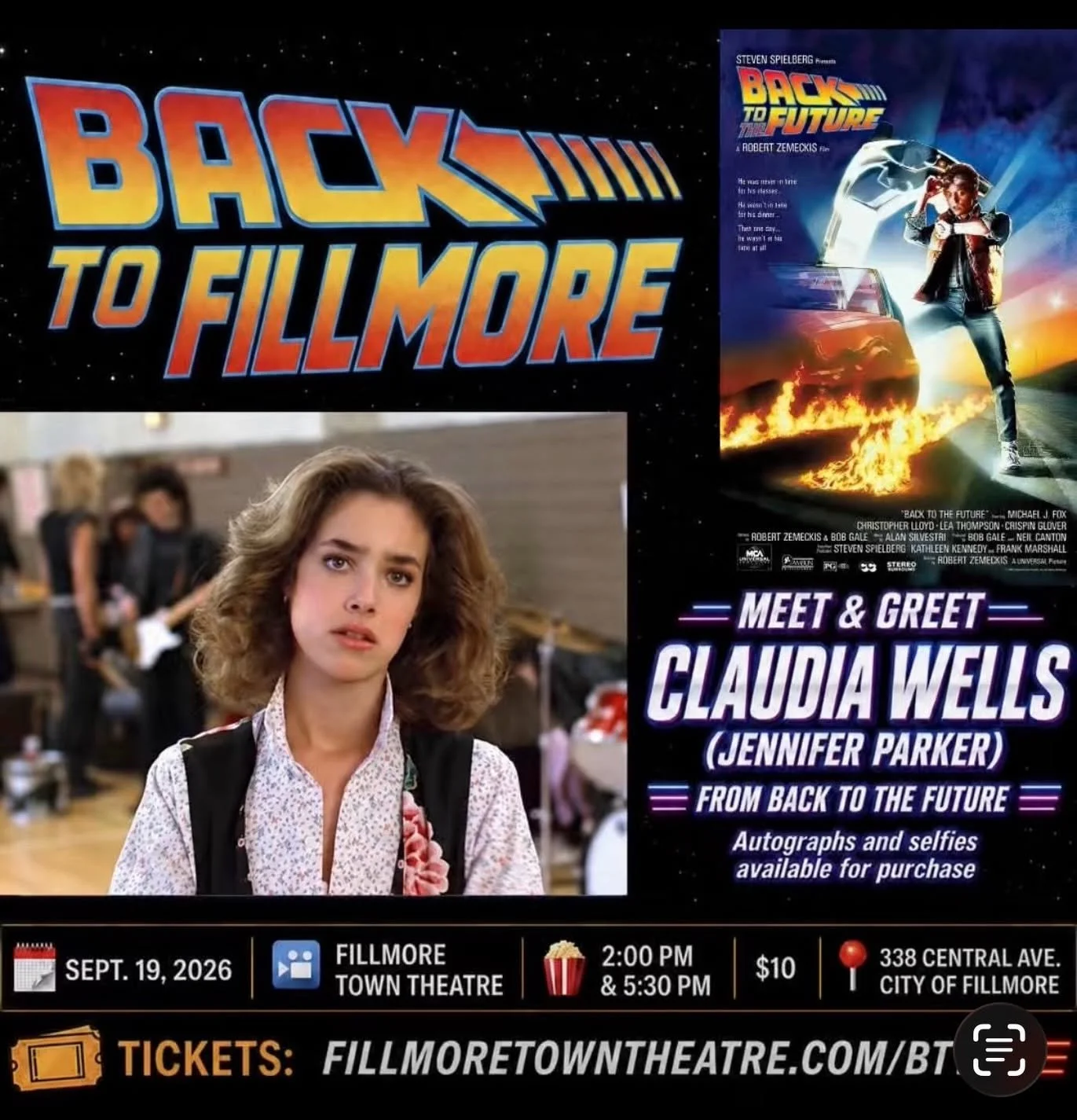 Meet Claudia Wells at the Fillmore Town Theatre September 19, 2026 — Fillmore, California