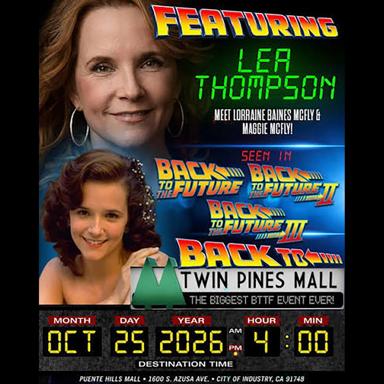 Meet Lea Thompson at Puente Hills Mall October 25, 2026 — City of Industry, California