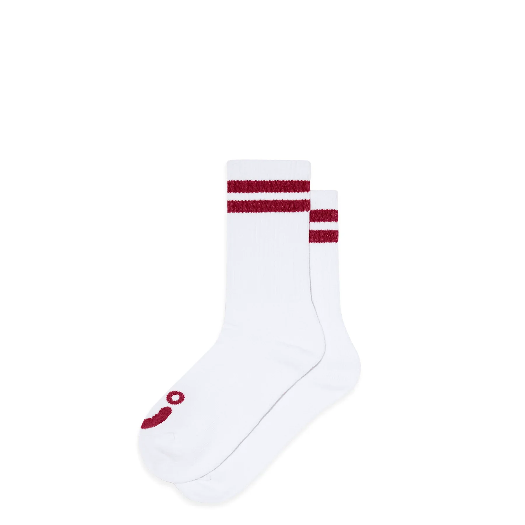 POLAR - Rib Socks | Happy Sad - White/Red