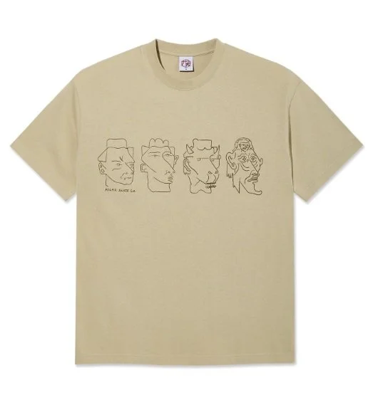 POLAR SKATE CO - Contrast Tee - 8 Heads - Sand/Brown