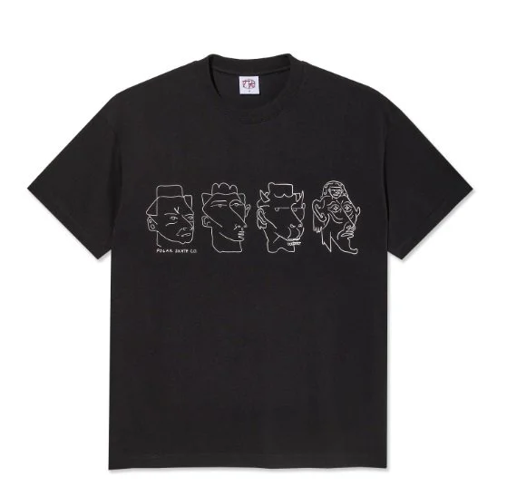 POLAR SKATE CO - Contrast Tee - 8 Heads - Black/White