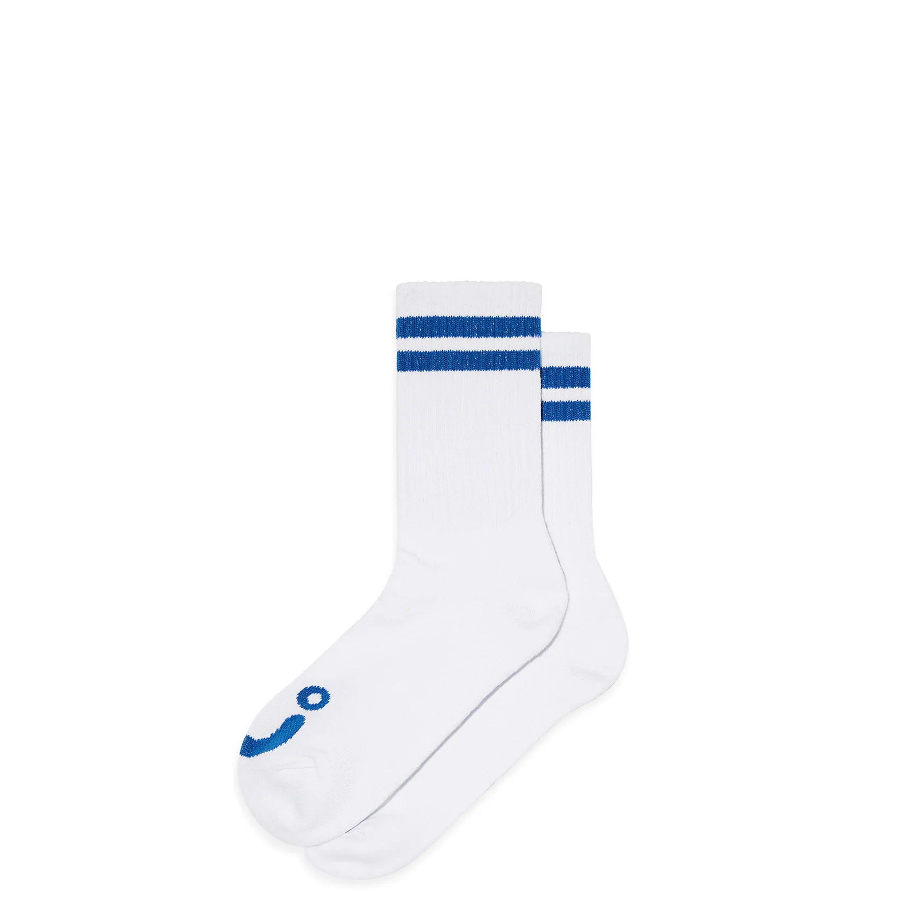 POLAR - Rib Socks | Happy Sad - White/Blue