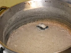coconut being boiled