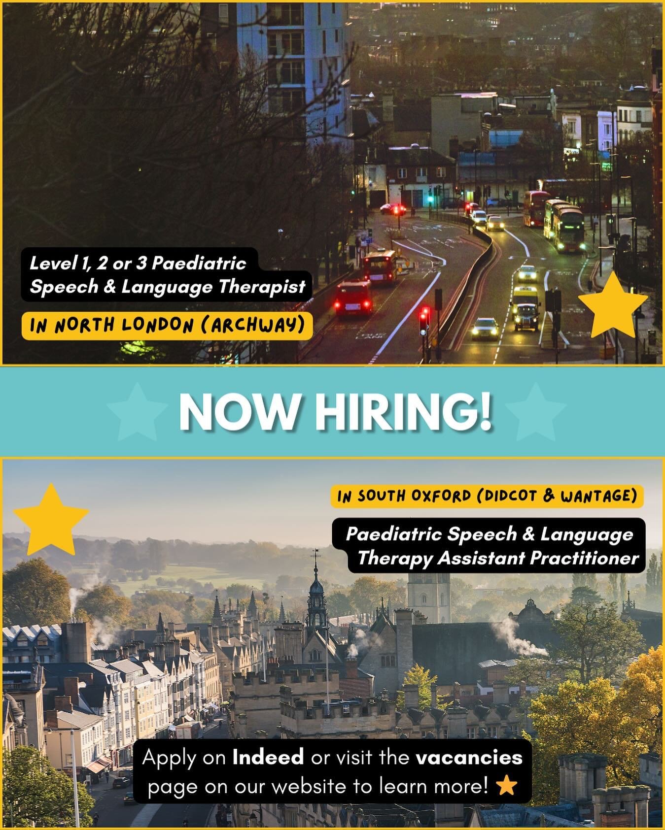 We&rsquo;re hiring - join our team of Magic Stars! ⭐️

⭐️ Full-time Level 1, 2 or 3 Paediatric Speech &amp; Language Therapist (SaLT) in North London (Archway). This role will be based in our Archway clinic and local schools service.
⭐️ Part-time Pae