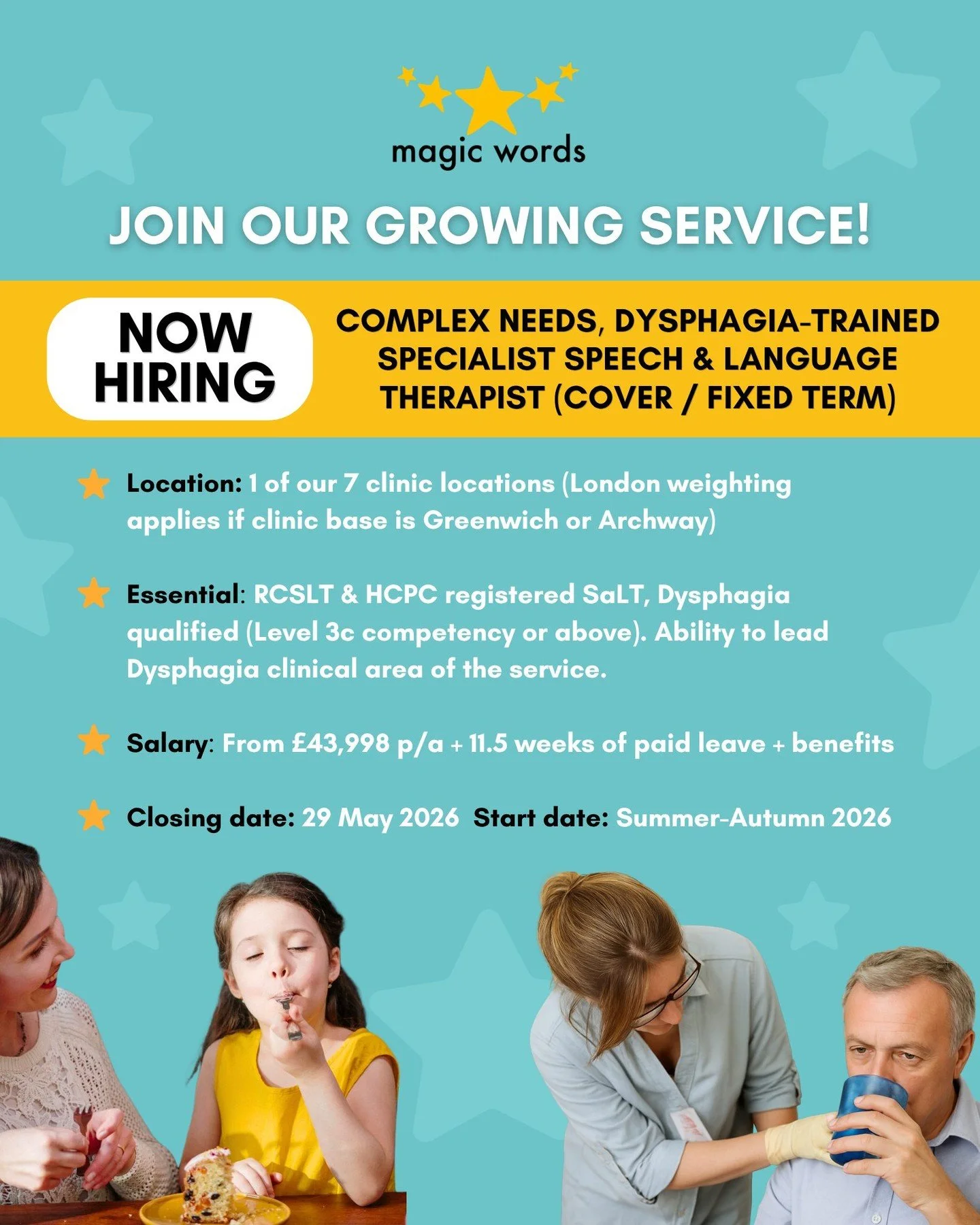 ⭐ We&rsquo;re seeking a Specialist SaLT who can lead the Complex Needs &amp; Dysphagia clinical areas of the service, ensuring quality standards and effective service integration.

📍 Flexible base: One of our 7 clinic locations + local schools/setti