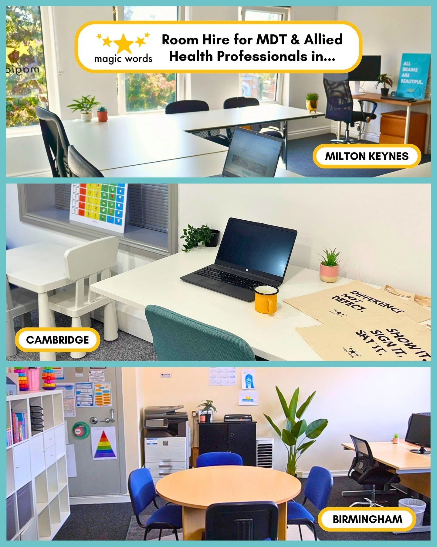 Whether you need a quiet clinic room for ongoing client sessions, a collaborative workspace for MDT working, or a larger space for workshops, training, and meetings - we offer flexible room hire designed around the way allied health professionals wor