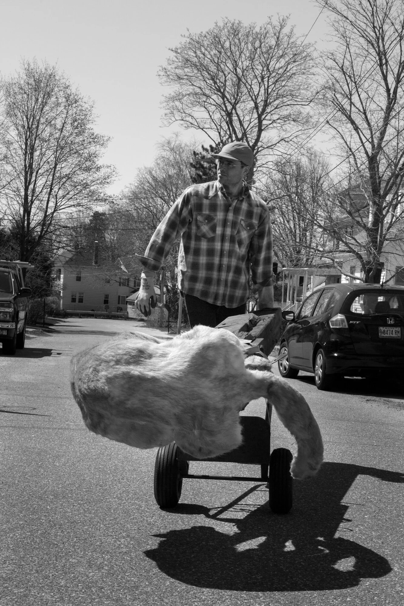 Artist Andy Rosen, working on his UNPACK installation