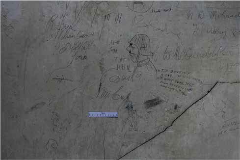 World War II graffiti in store room.