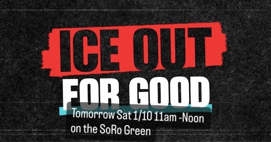 TOMORROW WE RALLY!
#iceoutforgood 

Saturday Jan 10th 11am - Noon on the South Royalton green a vigil for Renee Nicole Good, a 37 year old mother of 3, murdered by ICE officers in Minneapolis.

#sayhername