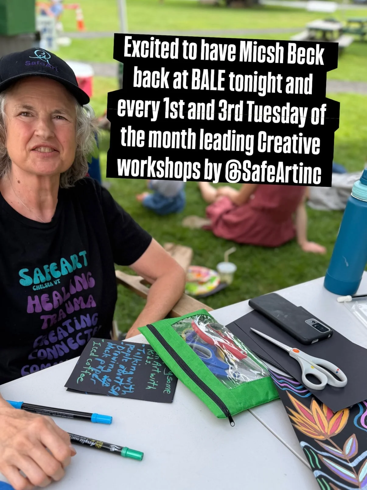 Excited to have Micsh Beck back at BALE tonight and every 1st and 3rd Tuesday of the month leading Creative workshops by @safeartinc 

Here&rsquo;s what we&rsquo;re doing today: NeuroArt
Neuro Art is art that calms your brain.
You will learn to make 