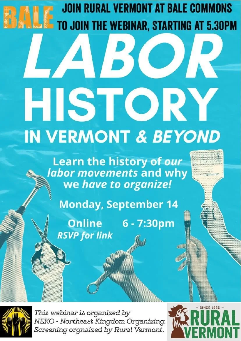 Rural VT Screens Labor History Webinar w/ NEKO