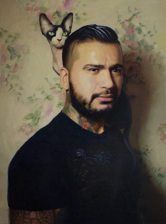   Teddy with his Sphinx   |  oil on board | 12 x 16 inches 