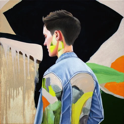 Painting: Acrylic and Oil on Canvas. A portrait of my friend, Danielle Vos. I create paintings of LGBTQ+ identified and allied women, trans, and gender nonconforming people, most recently focusing on those who have impacted my life in some way. My work toys with the concepts of glorification, objectification and modification, touching on the mutability of identity, gender and beauty. Although I enjoy working in a variety of mediums, I have come to focus on painting because of its primarily masculine history in the western art canon.