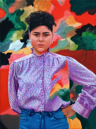 Painting: Oil and Acrylic on Canvas. Portrait of Sydney-based singer-songwriter Montaigne. I have an enormous amount of respect for her artistic practice and her unabated quest for knowledge, and am drawn to her open exploration of bisexual love, her androgyny and her commitment to perennial evolution as an artist. Check out her music, podcast and upcoming comedic/musical extravaganzas straightaway.