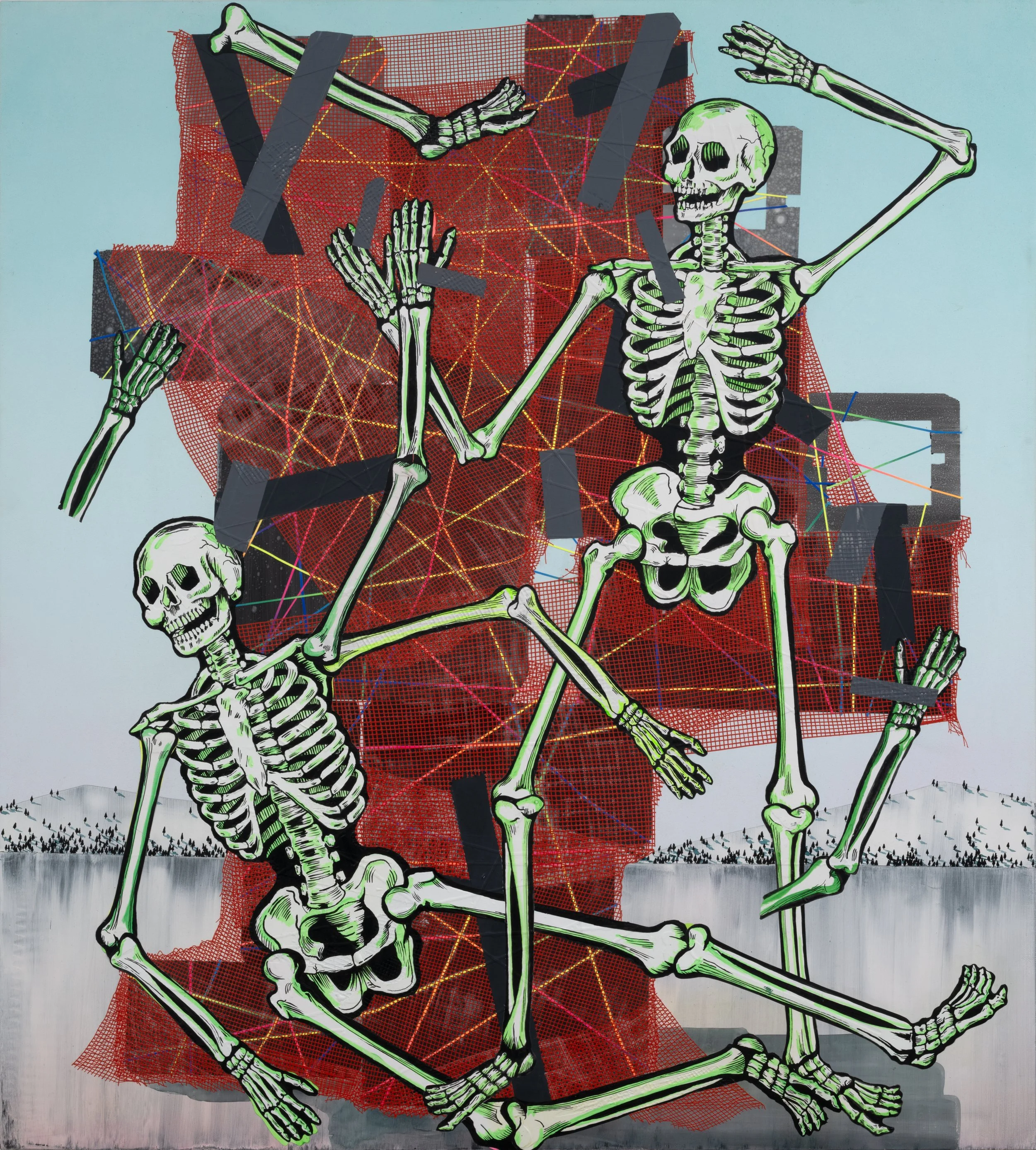 "Skeleton Party (Mr. Fun)" acrylic on linen. over panel  60" x 54" 