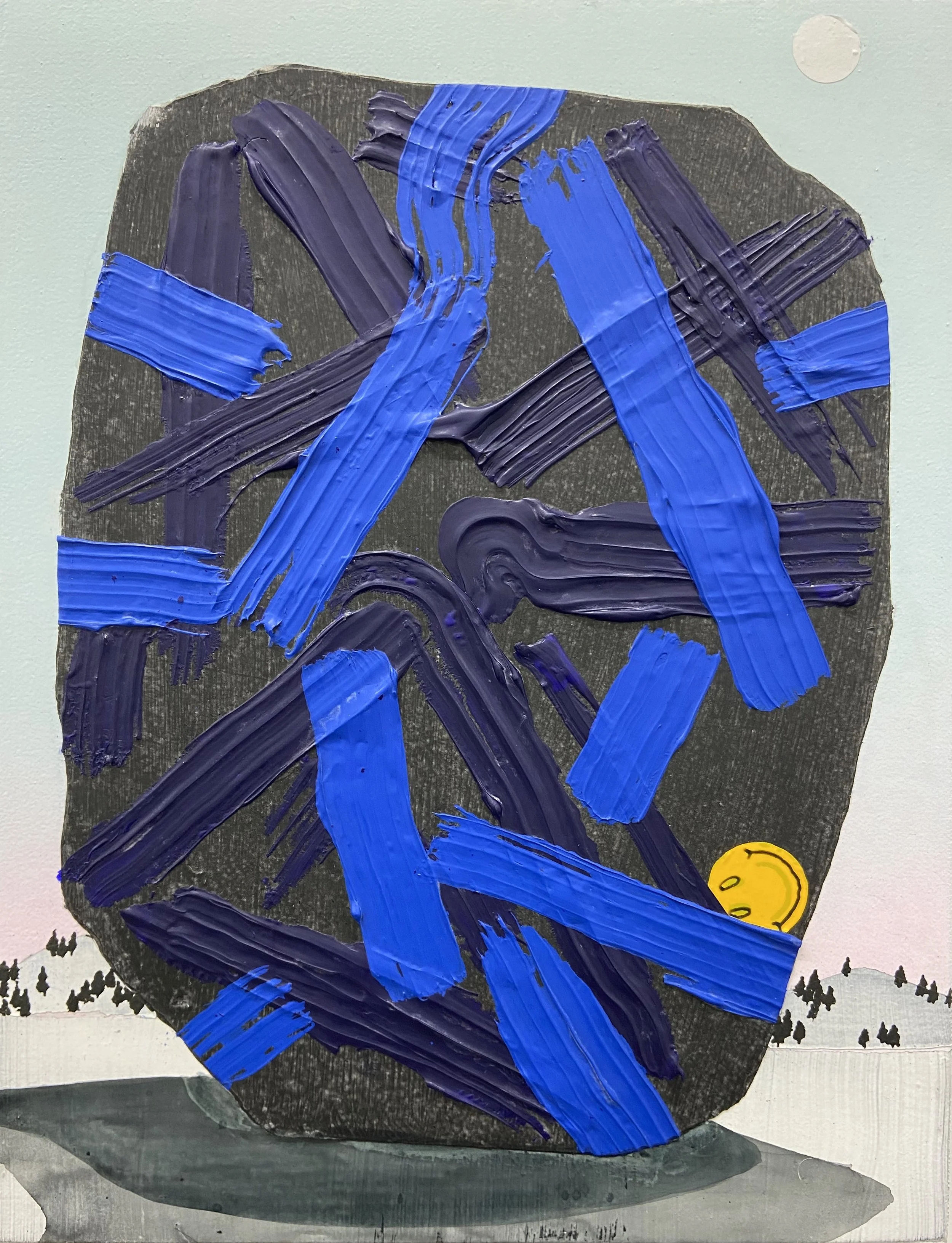 "Blues" acrylic on linen over panel  16" x 18" 