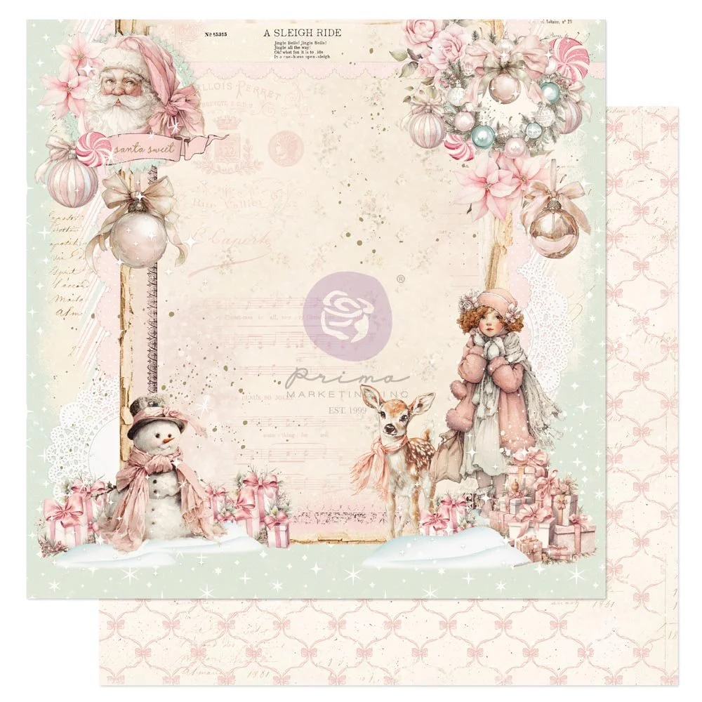Christmas Blush Collection 12×12 Sheet – Santa Sweet – 1 sheet 12″x12″ w/ foil details