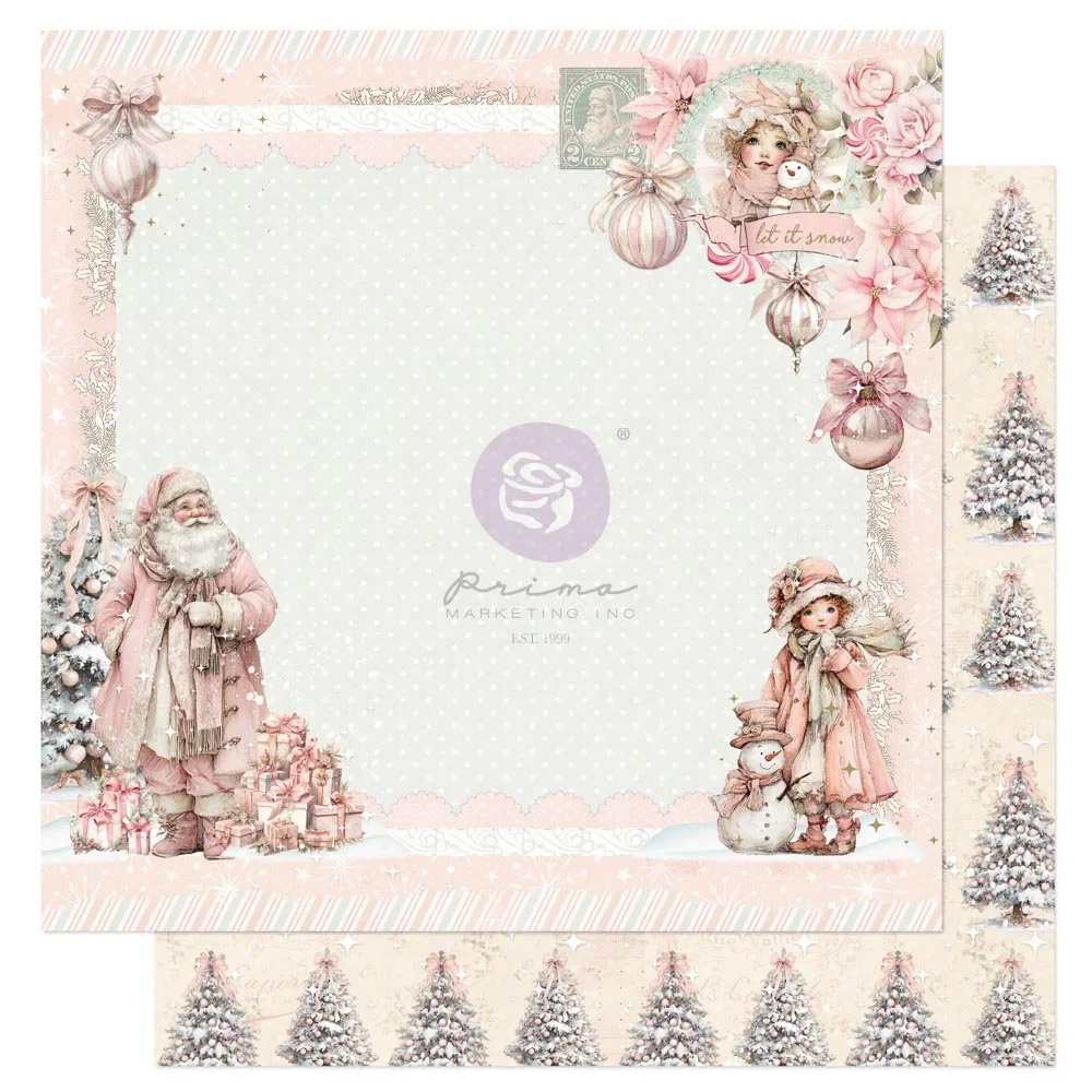 Christmas Blush Collection 12×12 Sheet – Snowy Memories – 1 sheet 12″x12″ w/ foil details