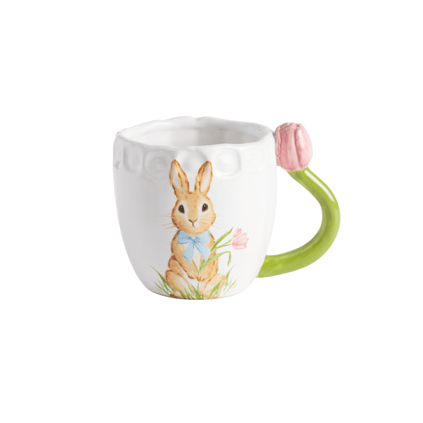 Pink Tulip Handle Mug