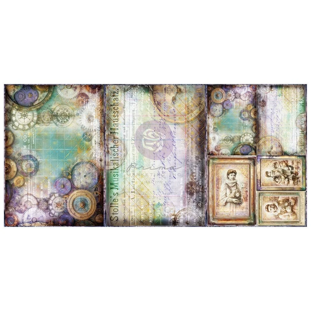 Finnabair A3 Decoupage Fiber Paper Set – Time Whispers – 3 sheets, 11.7″x16.5″