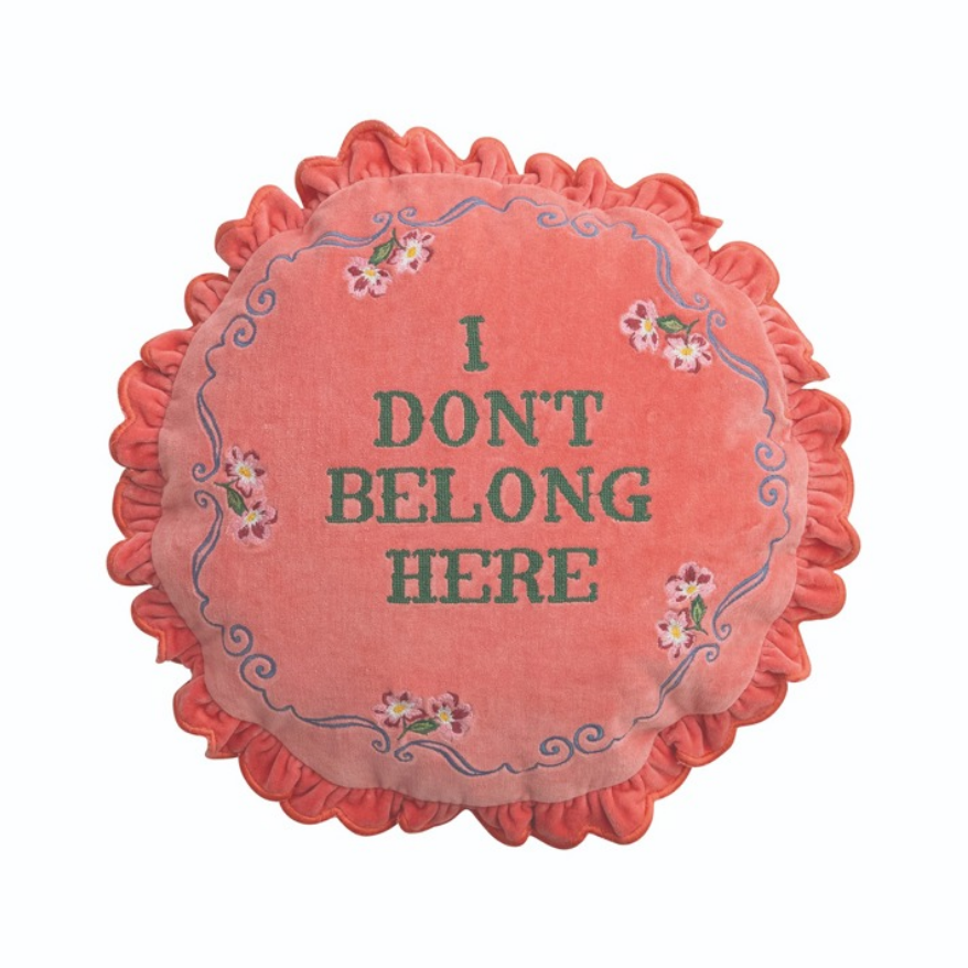 16"Rd Cotton Velvet Printed Pillow w