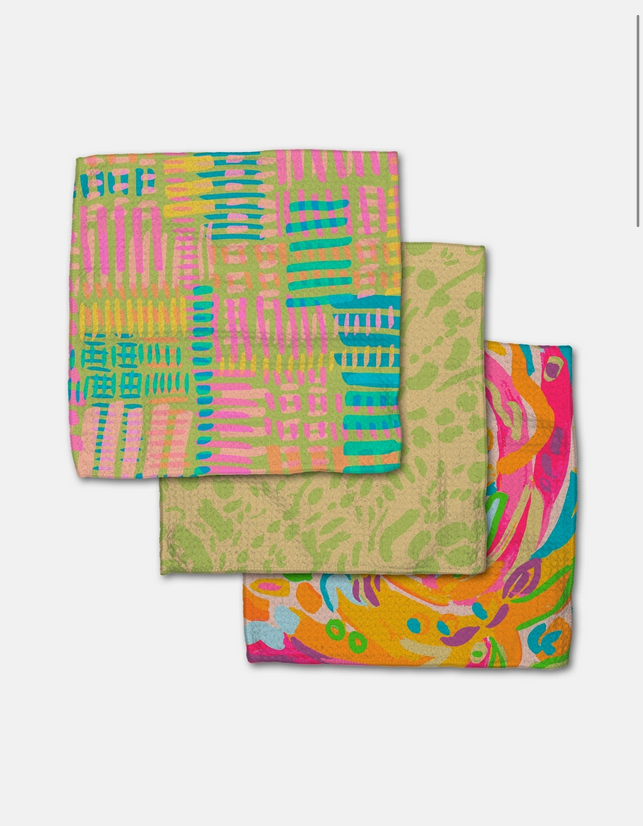 Positive Vibes Geometry Dishcloth Set of 3