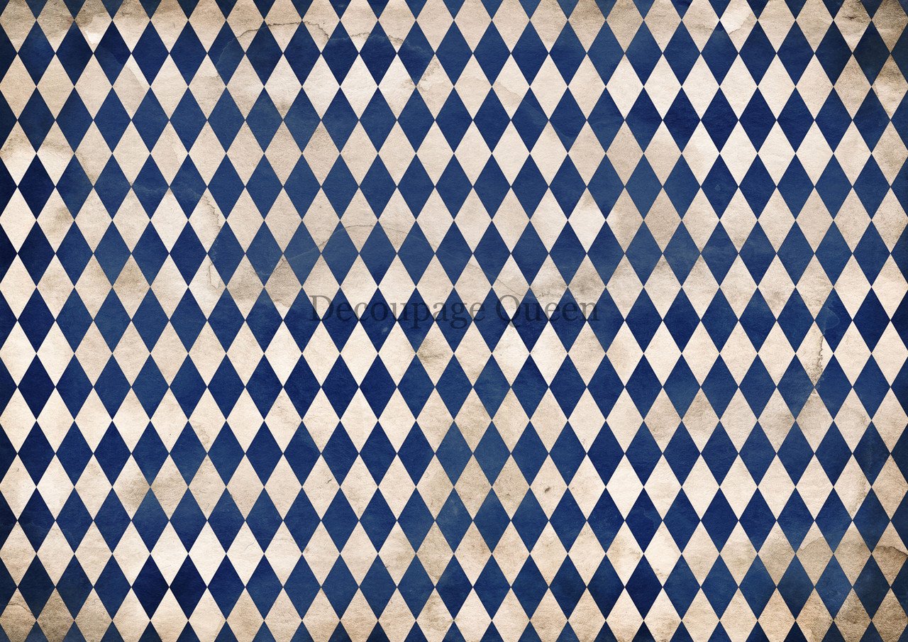Decoupage Queen Navy Blue Harlequin Rice Paper