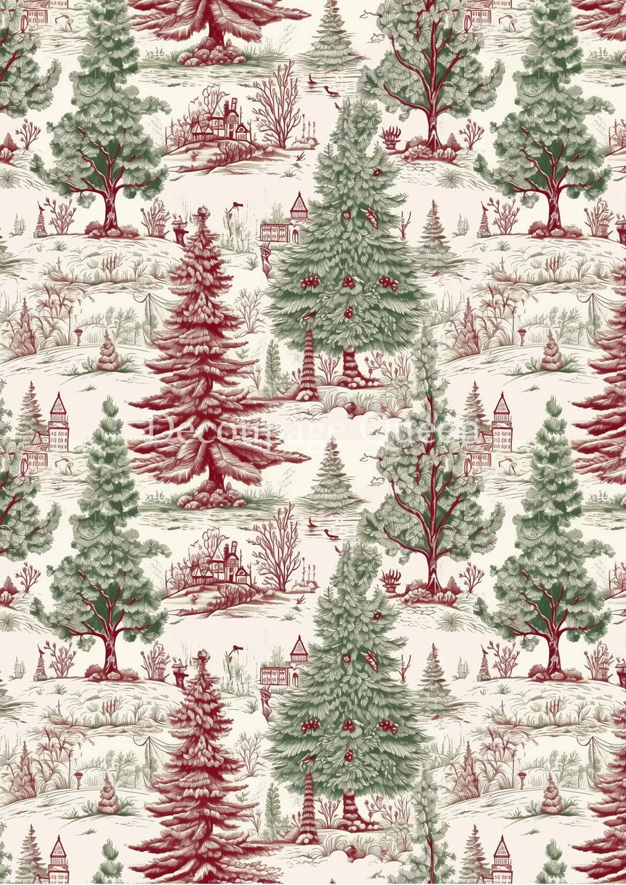 Decoupage Queen Evergreen Toile Rice Paper