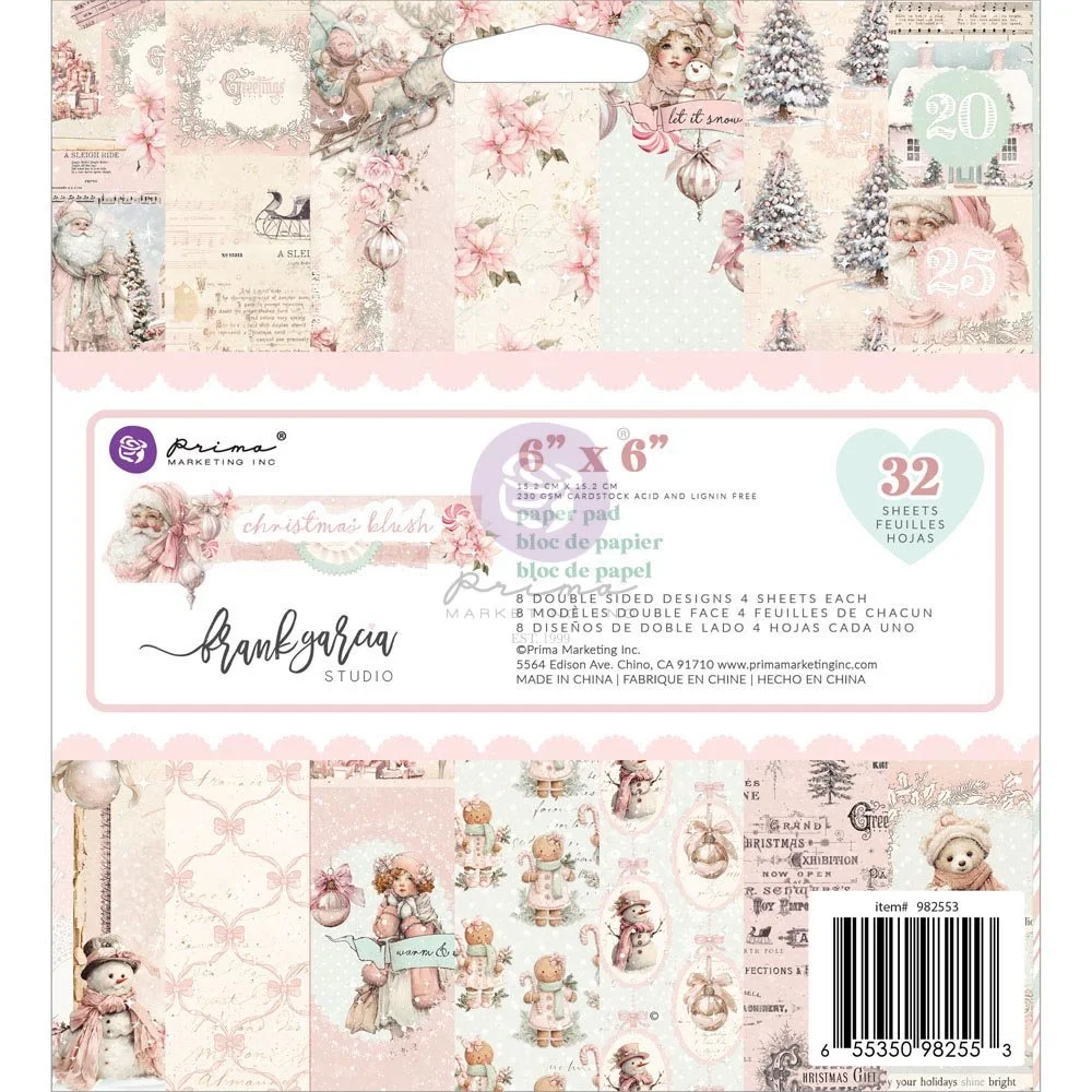 Christmas Blush Collection 6×6 Paper Pad – 32 sheets – 8 double-sided designs x 4 sheets each