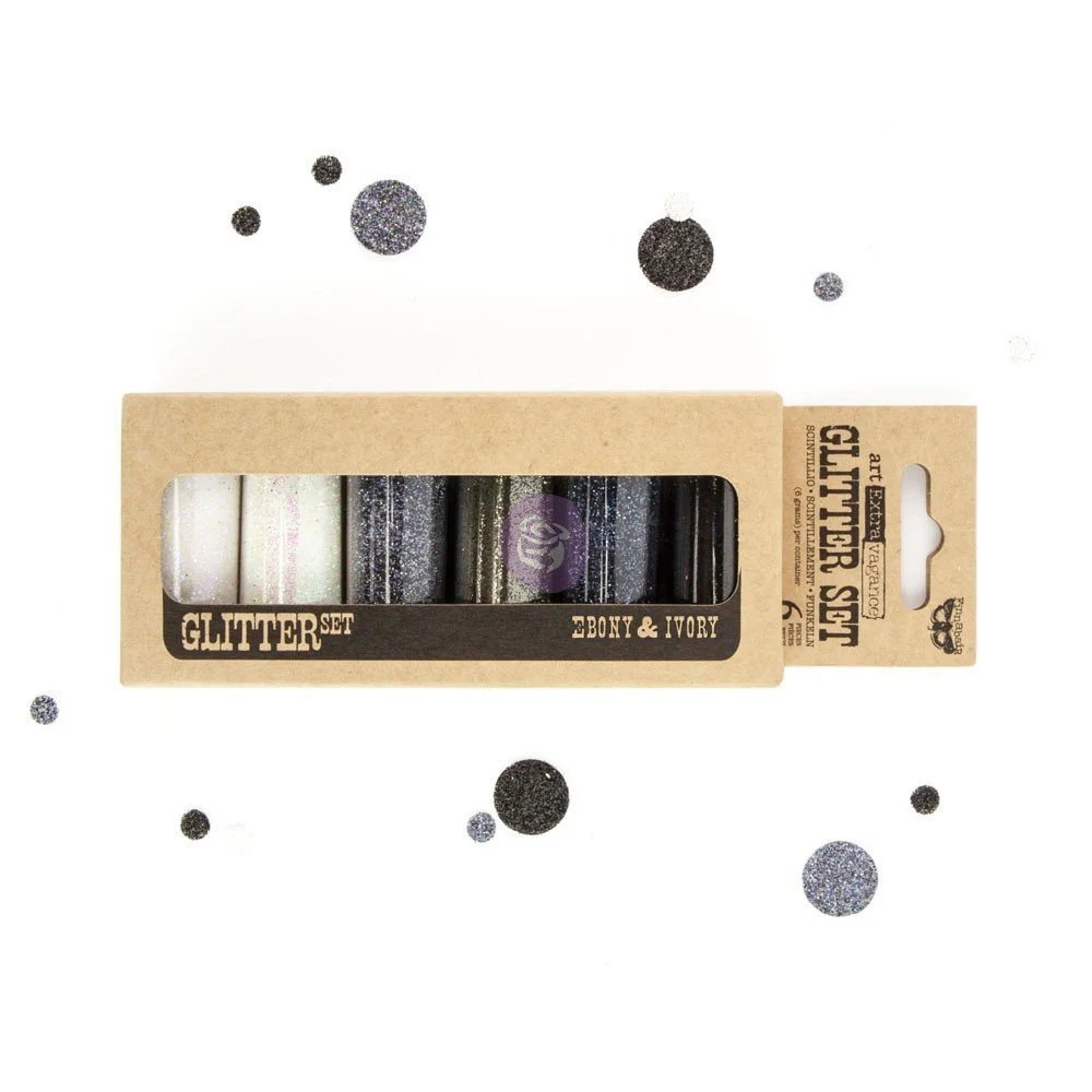 Art Ingredients – Glitter Set – Ebony & Ivory – 6 bottles