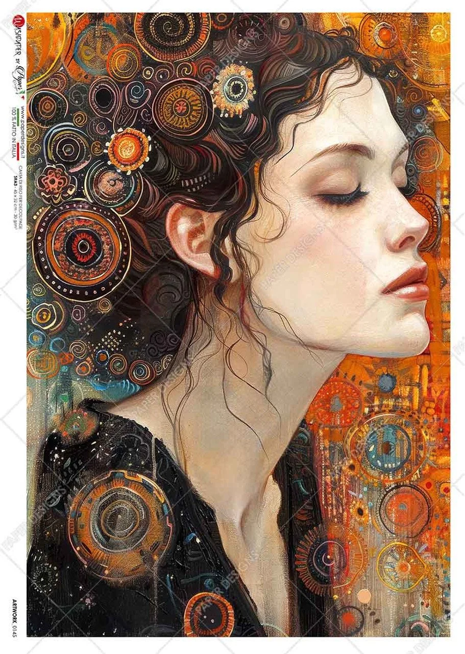Paper Designs Klimt Style Autumn Portrait Rice Paper