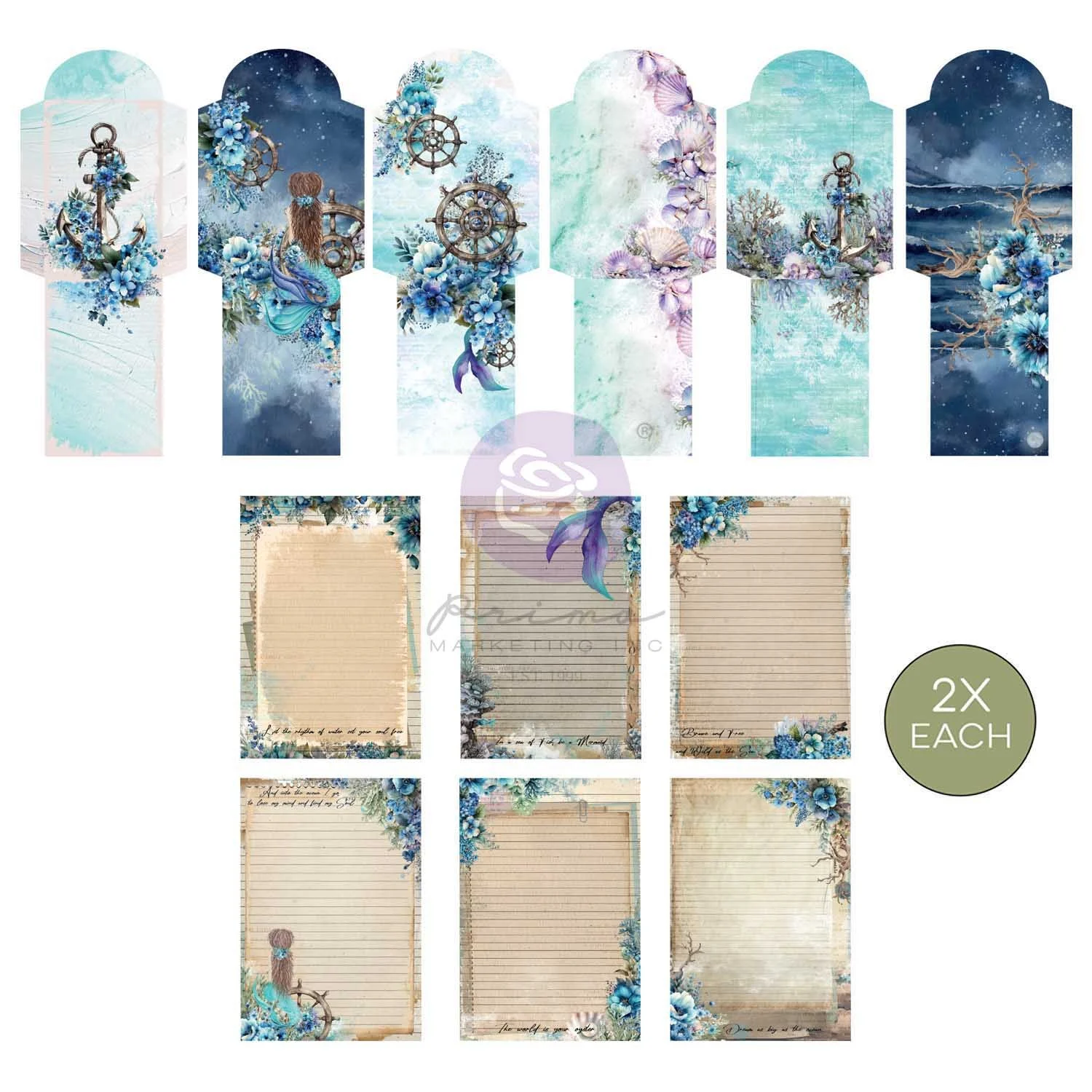 A Mermaid’s Tale Collection Stationery Pack – 12 postcards + 12 envelopes